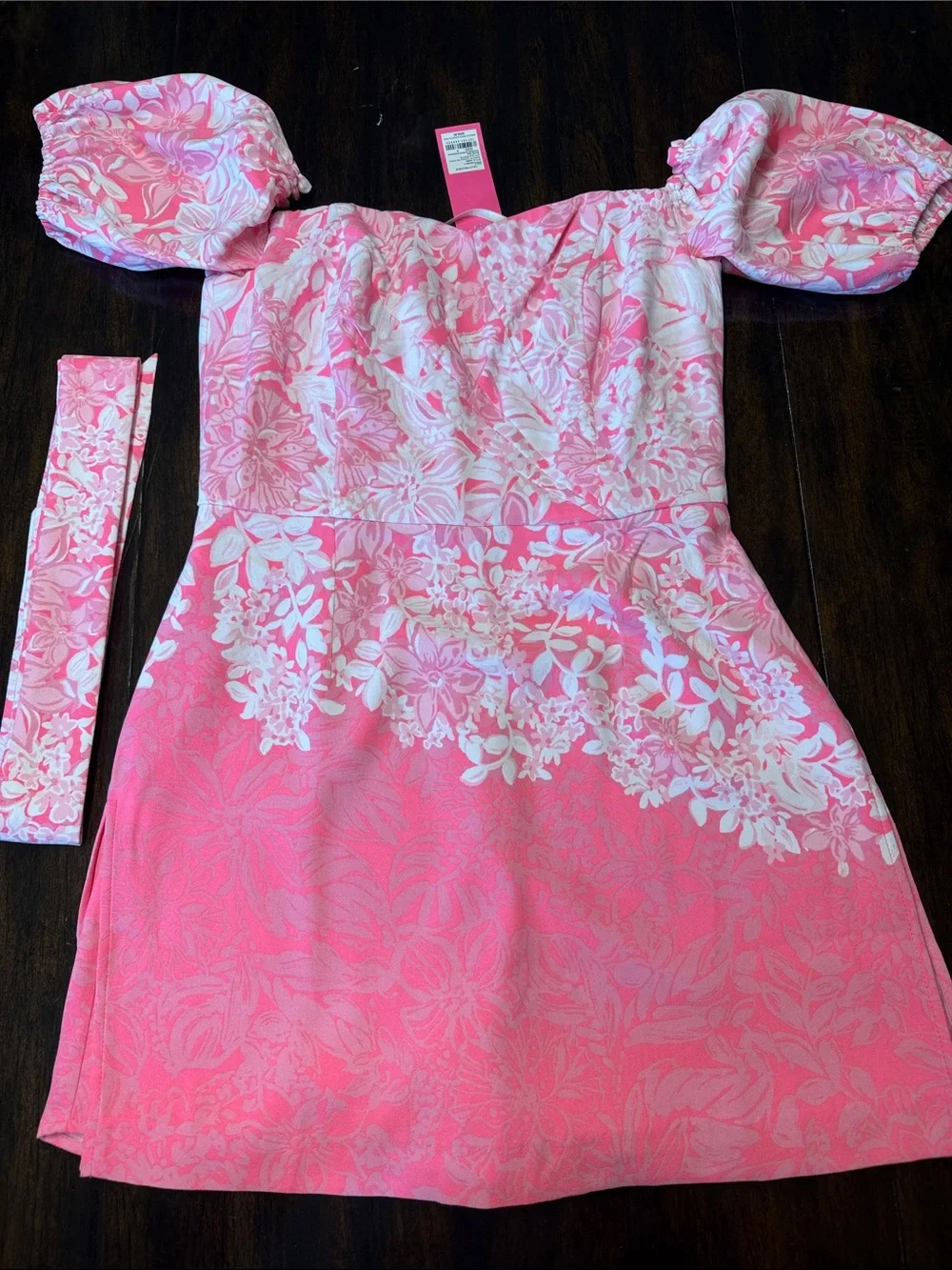 Lilly Pulitzer Pink and White Floral Off-Shoulder Romper